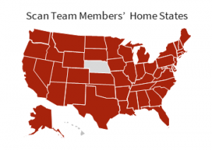 Map of scan team members' home states.